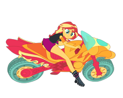 Size: 4500x3559 | Tagged: safe, artist:gmaplay, sunset shimmer, human, equestria girls, g4, my little pony equestria girls: friendship games, akira, friendship games motocross outfit, friendship games outfit, motocross outfit, motorcycle, motorcycle outfit, pose, reference, simple background, solo, transparent background, tri-cross relay outfit