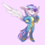 Size: 1882x1897 | Tagged: safe, artist:blue ink, oc, oc:lightning dash, pegasus, pony, bipedal, clothes, ear fluff, goggles, pegasus oc, pink background, simple background, solo, spread wings, uniform, wings, wonderbolts uniform