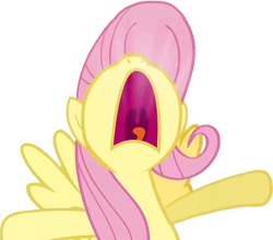 Size: 738x648 | Tagged: safe, edit, edited screencap, screencap, fluttershy, pegasus, pony, g4, background removed, esophagus, open mouth, screaming, simple background, solo, transparent background, uvula, volumetric mouth