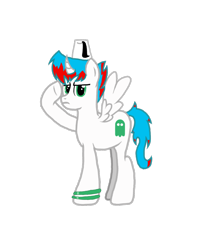 Size: 1372x1732 | Tagged: safe, artist:null-soka, oc, oc only, oc:ghost null, alicorn, pony, 2023 community collab, derpibooru community collaboration, alicorn oc, female, horn, mare, salute, simple background, solo, transparent background, wings