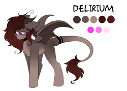 Size: 2800x2000 | Tagged: safe, artist:puppie, oc, oc only, oc:delirium, demon, demon pony, demon wings, high res, horns, leonine tail, reference sheet, simple background, solo, tail, white background, wings