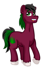 Size: 1182x1932 | Tagged: safe, artist:texasuberalles, oc, oc only, oc:red cedar, earth pony, pony, 2023 community collab, derpibooru community collaboration, colored hooves, looking at you, male, simple background, smiling, solo, stallion, transparent background
