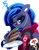 Size: 2638x3344 | Tagged: safe, artist:solid shrimp, princess luna, alicorn, pony, g4, clothes, earbuds, food, heavy weapons guy, high res, hoodie, magic, plate, sandvich, sandwich, simple background, solo, team fortress 2, telekinesis, white background