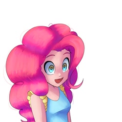 Size: 1200x1200 | Tagged: safe, artist:andromedasparkz, pinkie pie, human, g4, female, happy, humanized, light skin, open mouth, simple background, solo, white background