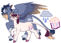 Size: 1280x904 | Tagged: safe, artist:s0ftserve, oc, oc only, oc:cloudy skies, oc:midnight vellum, pegasus, pony, unicorn, freckles, glasses, leonine tail, male, simple background, stallion, tail, transparent background, unshorn fetlocks