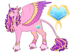 Size: 1280x960 | Tagged: safe, artist:s0ftserve, princess cadance, pony, g4, cloven hooves, colored wings, leonine tail, multicolored wings, simple background, solo, tail, transgender, transparent background, unshorn fetlocks, wings