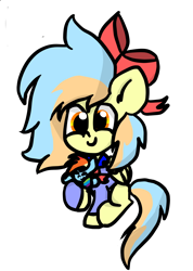 Size: 2122x2976 | Tagged: safe, artist:riverdawn404, oc, oc only, oc:riverdawn breeze, pegasus, pony, 2023 community collab, derpibooru community collaboration, bow, hair bow, high res, hoof hold, pegasus oc, simple background, smiling, solo, transparent background