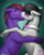 Size: 1536x1920 | Tagged: safe, alternate version, artist:wwredgrave, octavia melody, oc, oc:slimshod, earth pony, pony, g4, blushing, bowtie, canon x oc, commission, duo, earth pony oc, eyes closed, eyeshadow, female, floppy ears, kiss on the lips, kissing, makeup, male, mare, stallion, straight, unshorn fetlocks, ych result