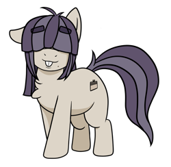 Size: 1033x1009 | Tagged: safe, artist:scraggleman, oc, oc only, oc:dot matrix, earth pony, pony, bucktooth, chest fluff, chubby, eyebrows, eyebrows visible through hair, female, hair over eyes, mare, mole, simple background, solo, transparent background