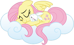 Size: 2749x1686 | Tagged: safe, artist:jaye, angel bunny, fluttershy, pegasus, pony, g4, .svg available, angelbetes, cloud, cute, female, on a cloud, shyabetes, simple background, sleeping, sleeping on a cloud, solo, stock vector, svg, transparent background, vector
