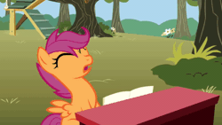 Size: 520x293 | Tagged: safe, screencap, scootaloo, pegasus, pony, season 1, the show stoppers, animated, gif, headbang, musical instrument, piano, solo