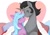 Size: 3508x2480 | Tagged: safe, artist:tabithaqu, idw, king sombra, radiant hope, crystal pony, pony, unicorn, g4, siege of the crystal empire, spoiler:comic, duo, female, high res, male, mare, reformed sombra, ship:hopebra, shipping, stallion, straight