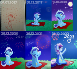 Size: 1024x921 | Tagged: safe, artist:exobass, minuette, pony, unicorn, g4, female, fireworks, mare, pointing, redraw