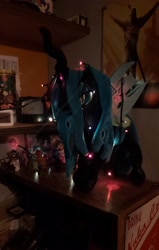 Size: 2268x3567 | Tagged: safe, queen chrysalis, sweetie belle, g4, garland, high res, irl, nuka cola, photo, plushie, solaire of astora, string lights