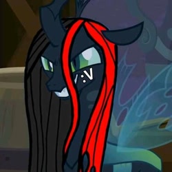 Size: 540x540 | Tagged: safe, edit, edited screencap, screencap, queen chrysalis, changeling, changeling queen, g4, 1000 hours in ms paint, :v, meme, sdlg, solo