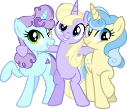 Size: 4450x3831 | Tagged: safe, artist:starcollider, distant star, minty hearts, stella nova, pony, unicorn, g4, .svg available, 2023, absurd resolution, base used, bipedal, female, happy new year, happy new year 2023, holiday, mare, simple background, svg, trace bitmap, transparent background, trio, trio female, vector