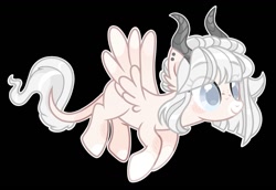 Size: 1301x896 | Tagged: safe, artist:kreedie, oc, oc only, pony, base used, black background, female, horn, mare, simple background, smiling, solo, wings