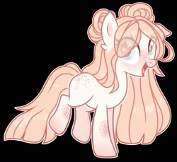 Size: 1392x1277 | Tagged: safe, artist:kreedie, oc, oc only, earth pony, pony, base used, black background, earth pony oc, ethereal mane, eye clipping through hair, female, mare, open mouth, simple background, smiling, solo, starry mane