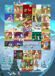 Size: 6480x9000 | Tagged: safe, anonymous artist, alice the reindeer, apple bloom, applejack, aurora the reindeer, banner mares, big macintosh, bori the reindeer, cottonflock, crescendo, derpy hooves, discord, filthy rich, fluttershy, gentle breeze, granny smith, pinkie pie, ponyacci, posey shy, princess cadance, princess celestia, princess luna, rainbow dash, rarity, scootaloo, spoiled rich, toe-tapper, torch song, oc, oc:cotton blanket, oc:late riser, bird, deer, draconequus, earth pony, hawk, pegasus, pony, reindeer, series:fm holidays, series:hearth's warming advent calendar 2022, :t, a christmas carol, abstract background, absurd resolution, advent calendar, animal costume, apple family, baby, baby clothes, baby pony, barn, beach, bed, bedroom eyes, bell, bell collar, big wheel, bipedal, bipedal leaning, blanket, book, bottle, bowtie, box, buche de noel, bucket, cake, calendar, camera, cardboard cutout, caroling, carrot, chimney, chocolate, christmas, christmas lights, christmas stocking, christmas sweater, christmas tree, christmas wreath, clothes, cloud, coat, collar, colt, confused, context is for the weak, cookie, costume, covered eyes, crescendoflock, crown, crying, cuddling, cute, derpy being derpy, doe, dress, drink, earmuffs, eating, embers, eye shimmer, eyes closed, fake antlers, fake beard, family, female, filly, fire, fireplace, first aid kit, floppy ears, flutterbox, fluttermac, fluttershy's bedroom, fluttershy's cottage, flying, foal, food, footed sleeper, footie pajamas, frown, fruitcake, garland, ghost costume, glasses, glasses on head, grandma got run over by a reindeer, grill, grin, gritted teeth, halloween, halloween costume, hand puppet, hans christian andersen, hat, head turn, hearth's warming doll, hiding, hinting, holding a pony, holiday, holly, hood, hoof hold, hoofprints, hot chocolate, how the grinch stole christmas, hug, hug from behind, ice, icicle, jacket, jewelry, kiss on the lips, kissing, leaning, levitation, lineless, log, long underwear, looking at each other, looking at someone, looking at you, looking back, looking into each others eyes, looking up, lying down, lying on a cloud, magic, male, mare, mashed peas, milk, mistletoe, mouth hold, mug, music notes, new zealand, night, nightmare night costume, nintendo switch, oblivious, ocbetes, offspring, on a cloud, on back, one eye closed, onesie, onomatopoeia, open mouth, open smile, oversized hat, pajamas, parent:big macintosh, parent:cottonflock, parent:crescendo, parent:fluttershy, parents:crescendoflock, parents:fluttermac, pavlova, pegasus oc, phone, pictogram, pillow, plushie, pointing, pointy ponies, ponytones, present, puffy cheeks, pulling, pushing, question mark, reading, red nose, regalia, reindeer costume, ribbon, robe, rope, rug, sack, sandcastle, santa costume, santa hat, scared, scarf, shawl, shhh, shipping, shyabetes, shys, sick, singing, sitting, sleep mask, sleeping, smiling, smiling at each other, smiling at you, sneaking, snow, snow queen, snowball, snowball fight, snowfall, snowflake, snowpony, soda, sound effects, spatula, stairs, stallion, stomach ache, story time, straight, striped scarf, stuck, sunglasses, suspended, sweat, sweatdrop, sweater, swirly eyes, tangled up, tears of joy, teeth, telekinesis, the gift givers, thermometer, this ended in pain, throne, tied up, tiptoe, tongue out, top hat, tree, tricycle, tucking in, upside down, watching, winter, winter outfit, wreath, yam, yule log, zzz