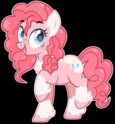 Size: 1218x1313 | Tagged: safe, artist:kreedie, pinkie pie, earth pony, pony, g4, base used, black background, eyelashes, female, freckles, mare, simple background, smiling, solo, unshorn fetlocks