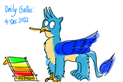 Size: 4200x2800 | Tagged: safe, artist:horsesplease, gallus, griffon, unown, g4, defcon, derp, doodle, gallus the rooster, gallusposting, mouth hold, musical instrument, pokémon, simple background, solo, white background, xylophone