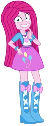 Size: 402x1055 | Tagged: safe, artist:ajosterio, pinkie pie, human, equestria girls, g4, boots, clothes, hand on hip, high heel boots, jacket, pinkamena diane pie, shirt, shoes, simple background, skirt, solo, transparent background, vest