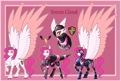Size: 2294x1535 | Tagged: safe, artist:parrpitched, oc, oc:storm cloud, pegasus, clothes, fireheart76's latex suit design, gloves, kink, latex, latex boots, latex gloves, latex mask, latex suit, prisoners of the moon, rubber, rubber suit, shadowbolts, slim, visor