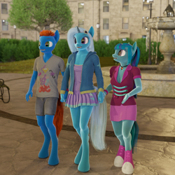 Size: 1536x1536 | Tagged: safe, artist:stellarator, sonata dusk, trixie, oc, oc:smoothie, anthro, unguligrade anthro, comic:we will be adored, comic:we will be adored part 47, 3d, blender, blender cycles, canon x oc, cycles render, not sfm, shipping