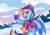 Size: 1754x1240 | Tagged: safe, artist:skysorbett, rainbow dash, pegasus, pony, best gift ever, g4, clothes, colored eyebrows, female, hat, mare, open mouth, outdoors, scarf, snow, snowball, snowball fight, solo, wings, winter, winter outfit