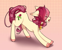Size: 1500x1200 | Tagged: safe, artist:takic, roseluck, pony, behaving like a cat, collar, commission, commissioner:doom9454, pet tag, pony pet, rosepet, stretching, yawn