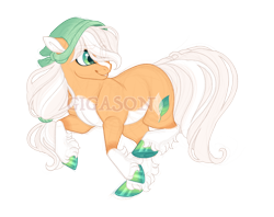 Size: 2900x2300 | Tagged: safe, artist:gigason, oc, oc:ice leaf, earth pony, pony, female, high res, mare, obtrusive watermark, offspring, parent:applejack, parent:double diamond, simple background, solo, transparent background, watermark