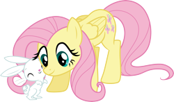 Size: 5119x3000 | Tagged: safe, artist:cloudy glow, angel bunny, fluttershy, pegasus, pony, rabbit, castle sweet castle, g4, .ai available, animal, cute, shyabetes, simple background, transparent background, vector