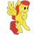 Size: 1200x1200 | Tagged: safe, artist:prixy05, oc, oc:brisk basket, pegasus, pony, female, flying, mare, red eyes, red mane, red tail, simple background, smiling, solo, spread wings, tail, transparent background, wings, yellow coat