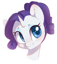 Size: 917x1041 | Tagged: safe, artist:melodylibris, rarity, pony, unicorn, g4, alternate hairstyle, bust, cute, female, horn, mare, ponytail, raribetes, simple background, solo, white background