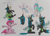 Size: 2547x1846 | Tagged: safe, artist:danton-y17, pinkie pie, princess celestia, queen chrysalis, oc, oc:anon, alicorn, changeling, changeling queen, earth pony, human, pony, doodle, female, hug, hug from behind, russian meme, sitting, spread wings, wings