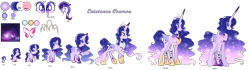 Size: 5614x1570 | Tagged: safe, artist:existencecosmos188, oc, oc only, oc:existence, alicorn, pony, age progression, alicorn oc, ethereal mane, female, hoof shoes, horn, mare, simple background, starry mane, transparent background, wings