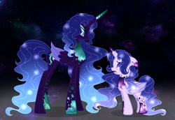 Size: 1024x704 | Tagged: safe, artist:existencecosmos188, oc, oc only, oc:existence, alicorn, pony, alicorn oc, base used, duo, ethereal mane, female, horn, mare, starry mane, wings