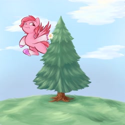 Size: 4096x4096 | Tagged: safe, artist:felldeal, windy, pegasus, pony, series:daily drawing december, g5, christmas, decoration, flower, flying, holiday, tree