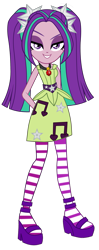 Size: 1065x2694 | Tagged: safe, artist:ajosterio, aria blaze, equestria girls, ariabetes, clothes, cute, dress, leggings, looking at you, music notes, ponytails, raised eyebrow, simple background, sleeveless, smiling, transparent background
