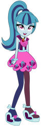 Size: 902x2800 | Tagged: safe, artist:ajosterio, sonata dusk, equestria girls, clothes, cute, female, leggings, looking at you, ponytail, simple background, skirt, sleeveless, smiling, smiling at you, solo, sonatabetes, transparent background