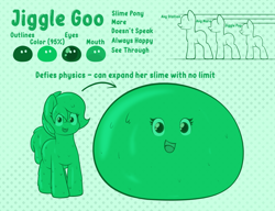 Size: 3442x2649 | Tagged: safe, artist:aaathebap, oc, oc:jiggle goo, goo, goo pony, original species, pony, female, high res, mare, reference sheet, slime, solo