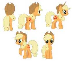 Size: 4427x3780 | Tagged: safe, artist:culu-bluebeaver, applejack, earth pony, pony, g4, applebutt, butt, digital, digital art, female, hat, plot, png, reference, reference sheet, show accurate, simple background, smiling, solo, transparent background, vector