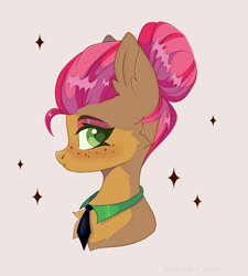 Size: 1546x1720 | Tagged: safe, artist:belkaart0w0, babs seed, earth pony, pony, g4, alternate hairstyle, chest fluff, eyeshadow, female, freckles, makeup, mare, necktie, older, older babs seed, simple background, solo, white background