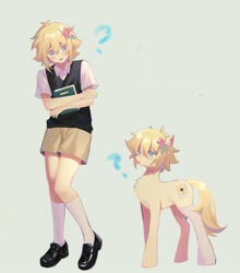 Size: 1708x1942 | Tagged: safe, human, pony, basil (omori), duo, omori, ponified, question mark