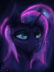 Size: 1536x2048 | Tagged: safe, artist:motley_ad, princess luna, alicorn, pony, g4, bust, horn, night, portrait, simple background, solo