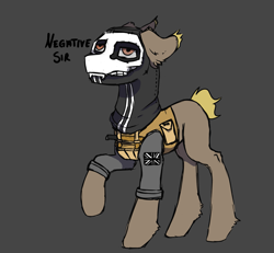 Size: 2685x2480 | Tagged: safe, alternate version, artist:hrabiadeblacksky, oc, oc only, oc:ghost, oc:simon "ghost" riley, earth pony, pony, call of duty, call of duty: modern warfare 2, clothes, cod, high res, m2, male, mask, shadow, soldier, soldier pony, solo, stallion, uniform, weight of skeleton