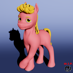 Size: 1920x1920 | Tagged: safe, artist:deadair, oc, oc only, earth pony, pony, 3d, 3d model, blender, gradient background, male, solo, wip