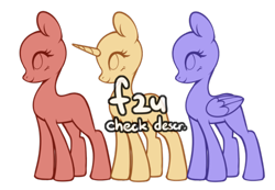 Size: 600x415 | Tagged: safe, artist:dammmnation, oc, oc only, earth pony, pegasus, pony, unicorn, base, free to use, simple background, text, transparent background, watermark