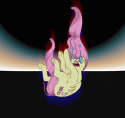 Size: 4883x4616 | Tagged: safe, artist:alumx, fluttershy, pegasus, pony, g4, absurd resolution, butt, crying, falling, female, flutterbutt, mare, plot, solo, underhoof