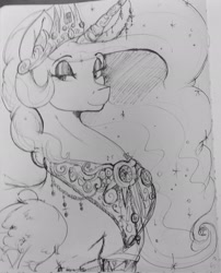 Size: 1656x2048 | Tagged: safe, artist:thelunarmoon, princess celestia, pony, g4, sketch, solo, traditional art